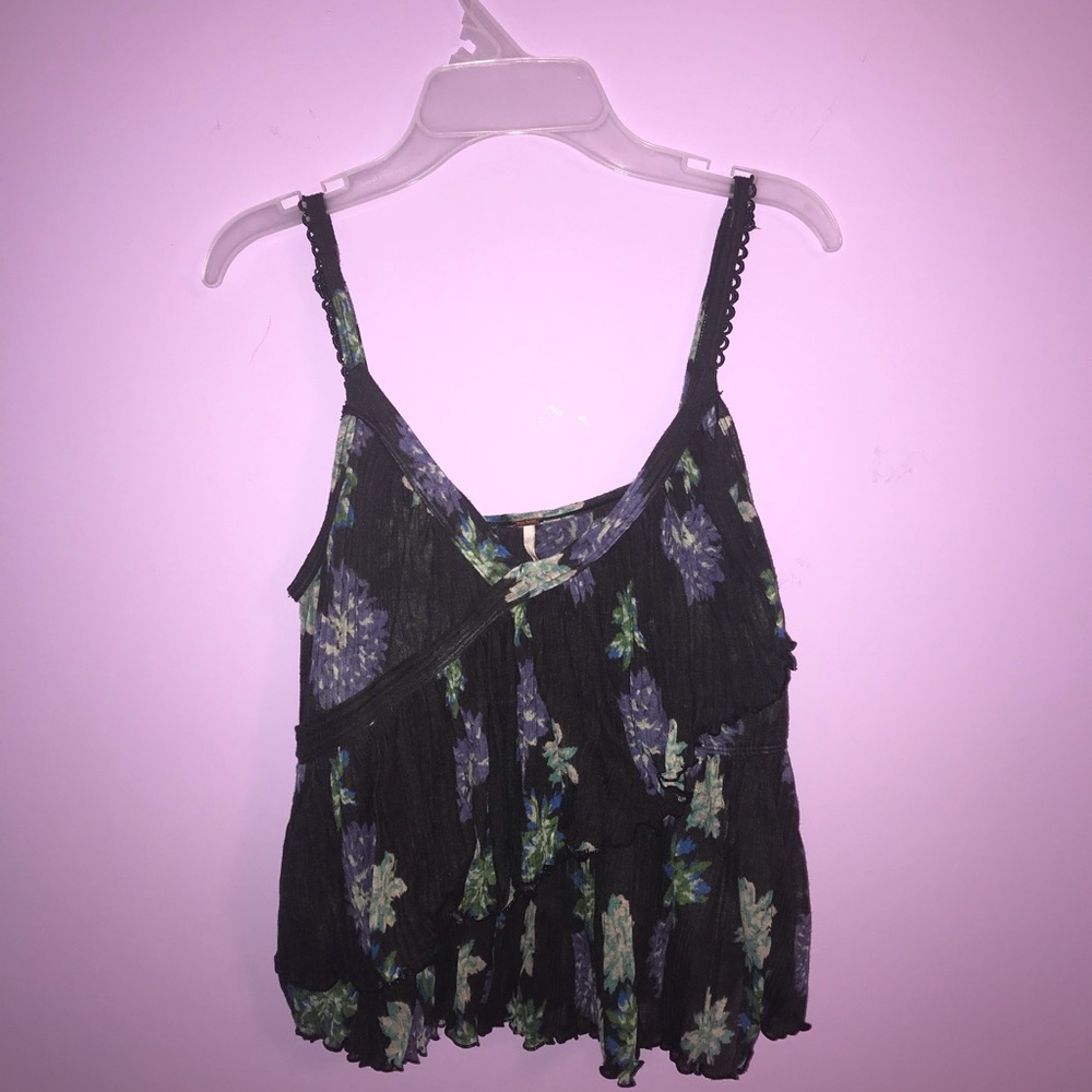 Free People flowy floral ruffle tank top